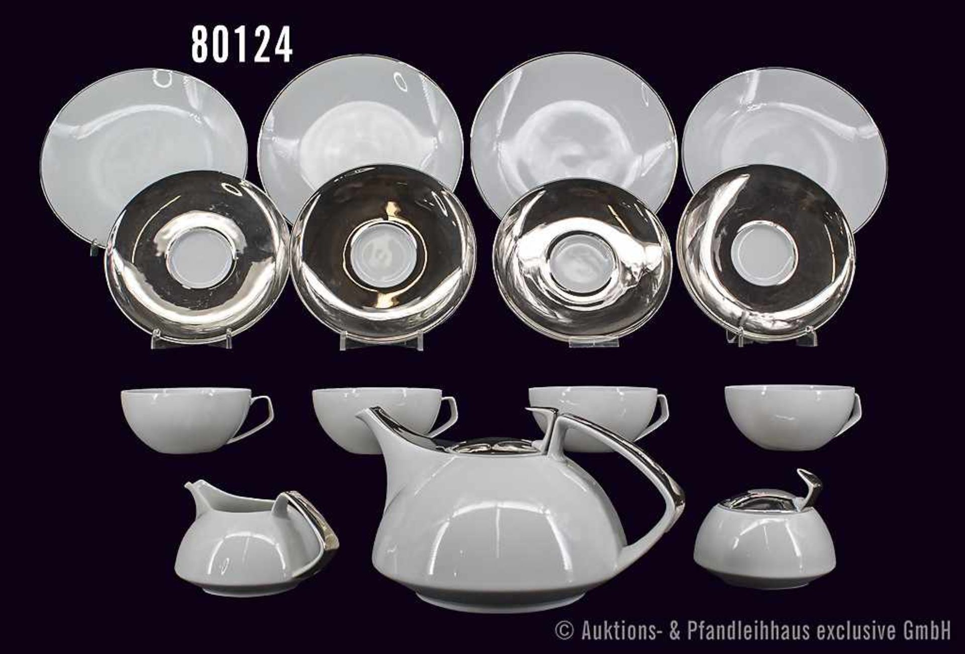 Konv. Rosenthal Porzellan, 21 Teile, studio-linie, Serie TAC, Dekor Millennium, Platinhenkel,