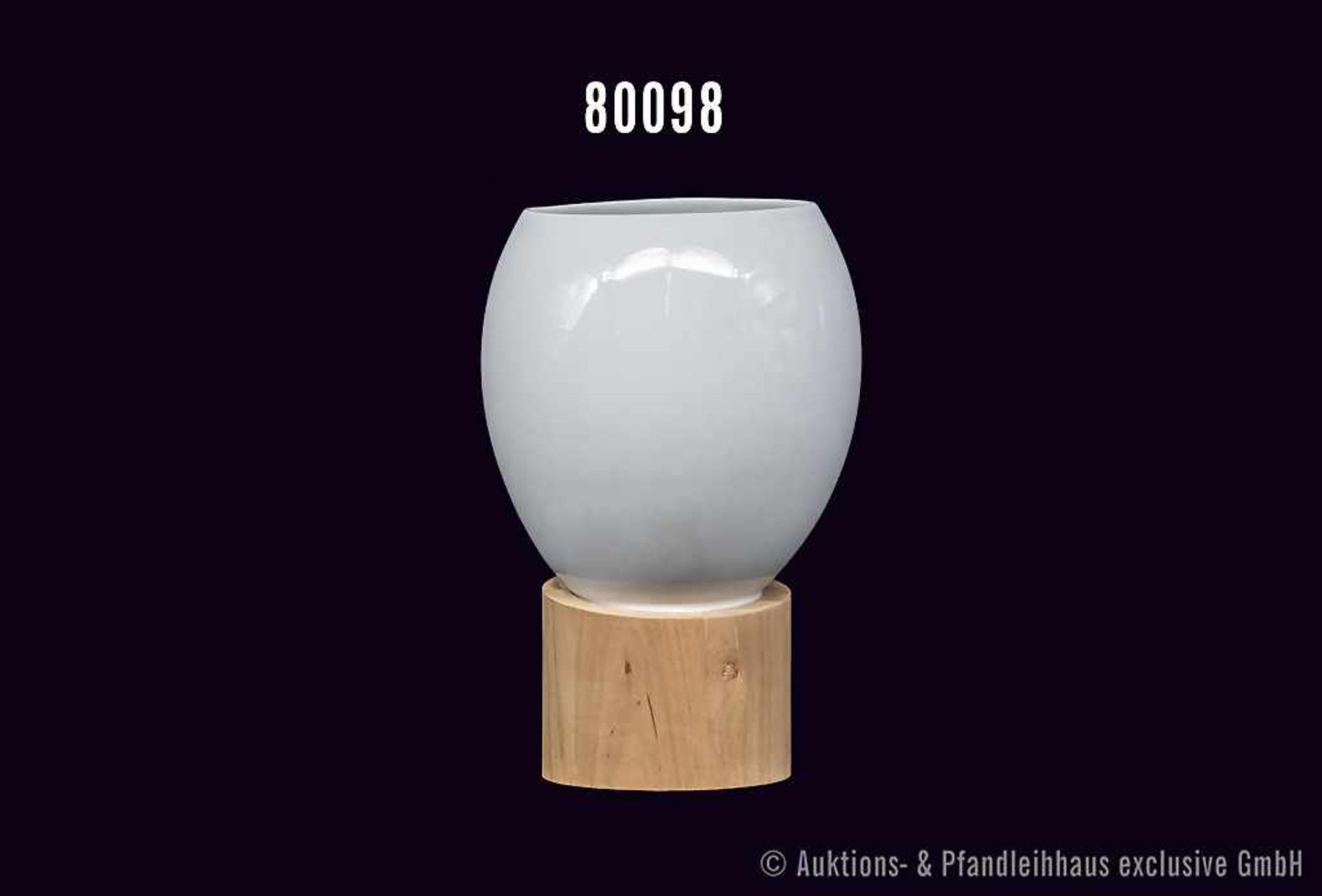 Rosenthal Porzellan Vase, studio-linie, Serie Suomi, Dekor Pure Nature, H 21 cm, mit Holzfuß,
