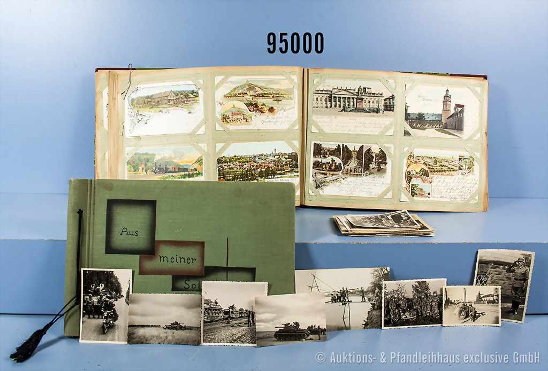 Konv. Einsteck-Postkartenalbum mit über 320 Postkarten, zwischen 1890 und 1910, u.a.