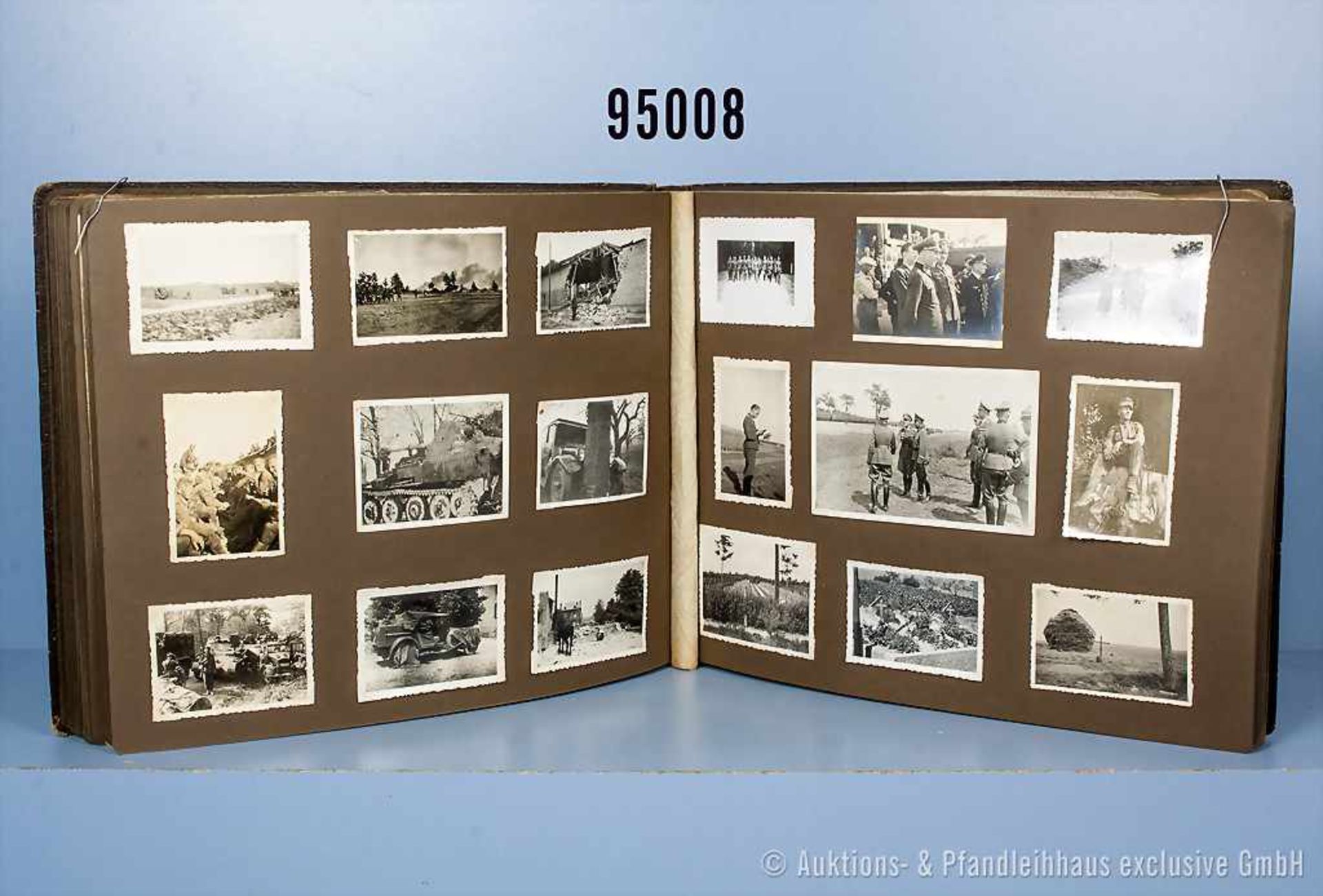 großformatiges Fotoalbum 2. WK eines Offiziers der Infanterie, 155 Fotos, Westfeldzug und
