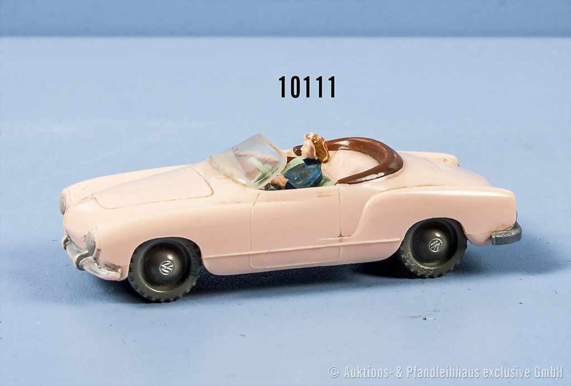 Siku Plastik V 81 VW Karmann Ghia Cabriolet, Windschutzscheibe vermutl. neu eingeklebt, Pudel fehlt,