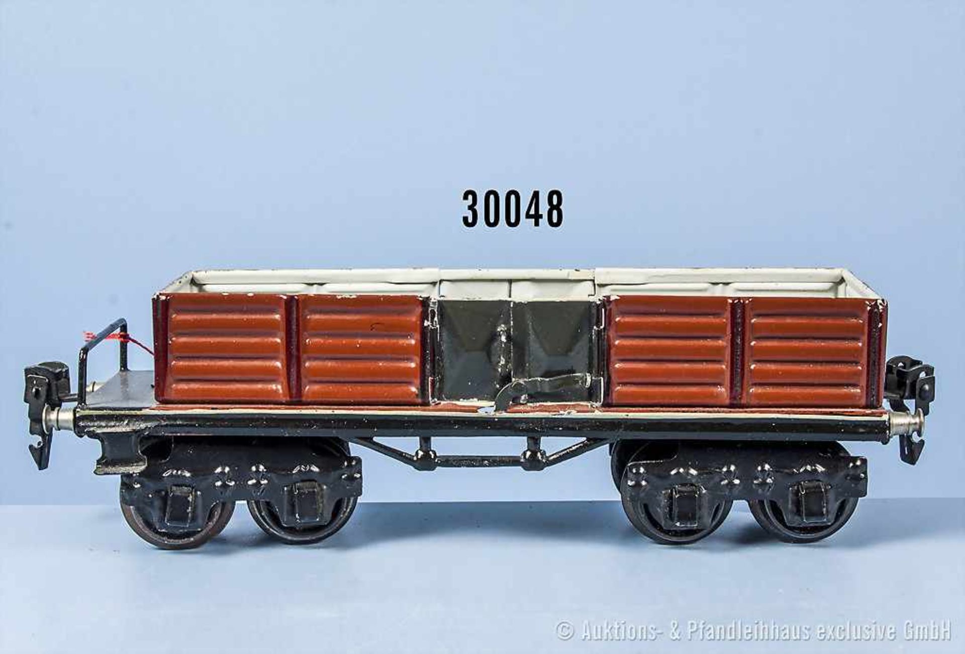 Märklin Spur 0 1951 Hochbordwagen, lack. Blechausf., 4 Angeltüren zum Öffnen, 4-A, L 21,5 cm,