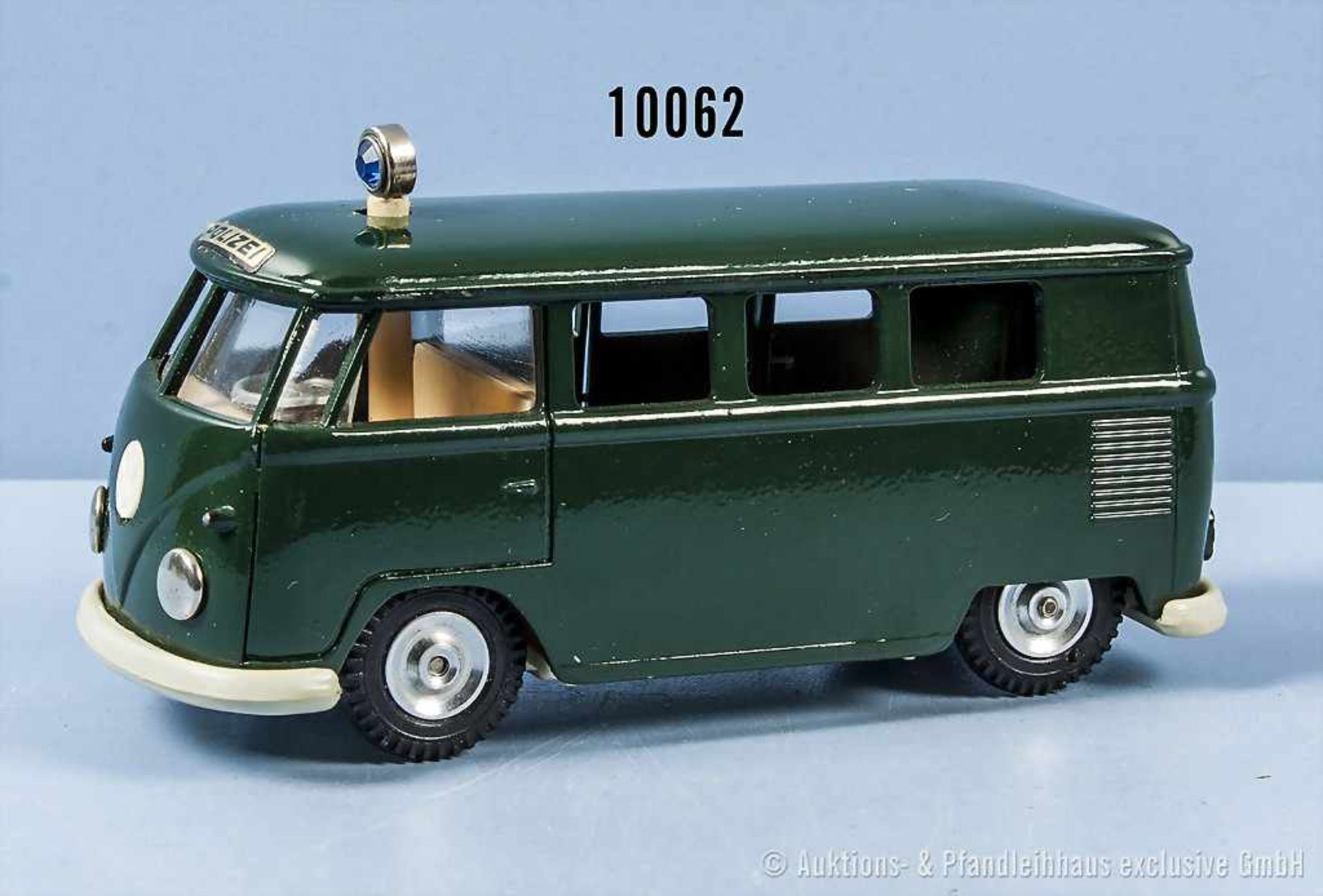 Gama VW-Bus Polizei, lack. Metallgußausf., M 1:43, gummibereift, sehr guter Zustand, *