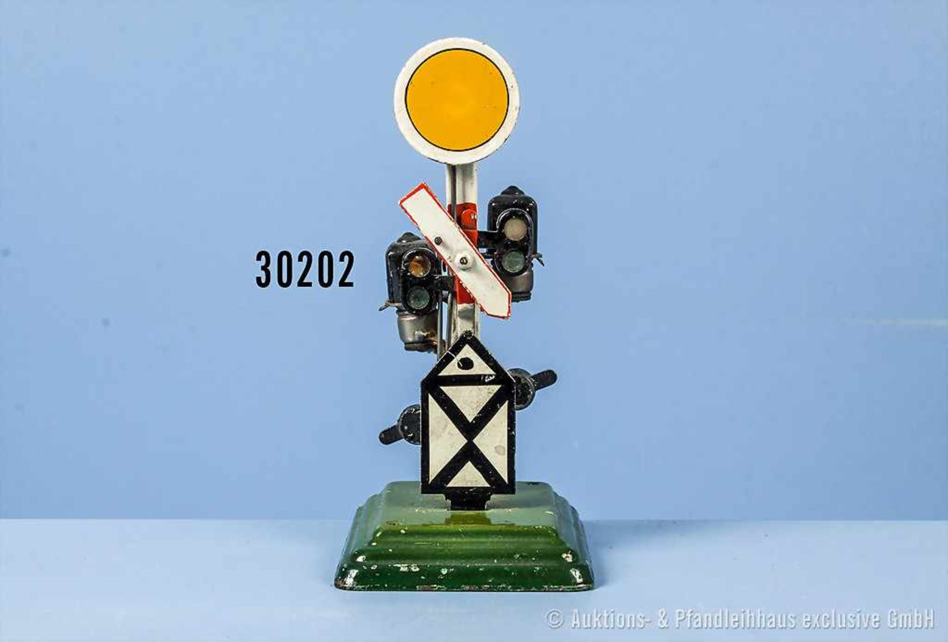 Märklin Spur 0 2316/B Dreibegriff-Vorsignal, lack. Blechausf., mit 2 elektr. beleuchteten