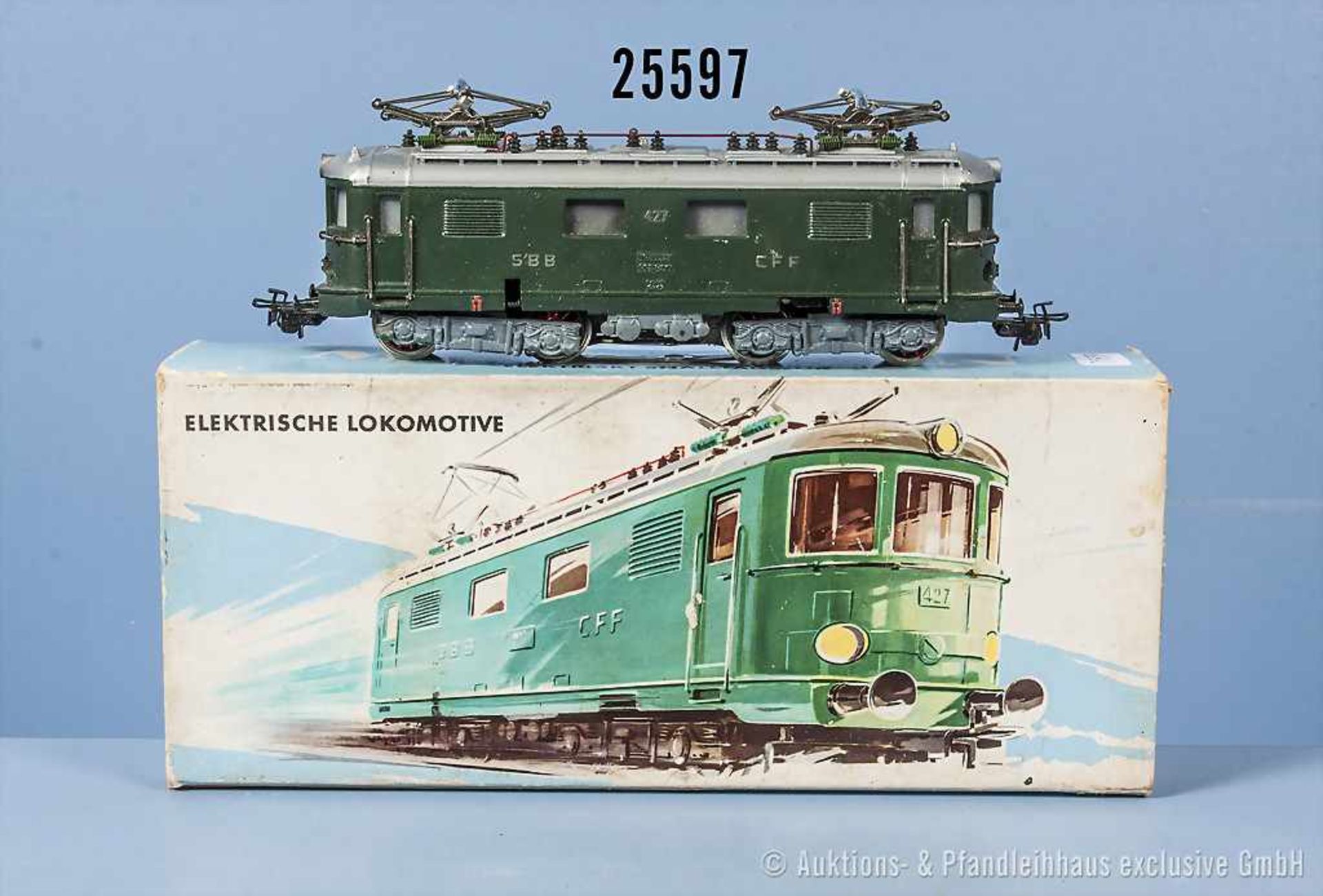 Märklin H0 3014 Typ 3 E-Lok der SBB, BN 427, Zustand 2-3, in OVP, mit Korrosionsspuren, 4 Glühlampen