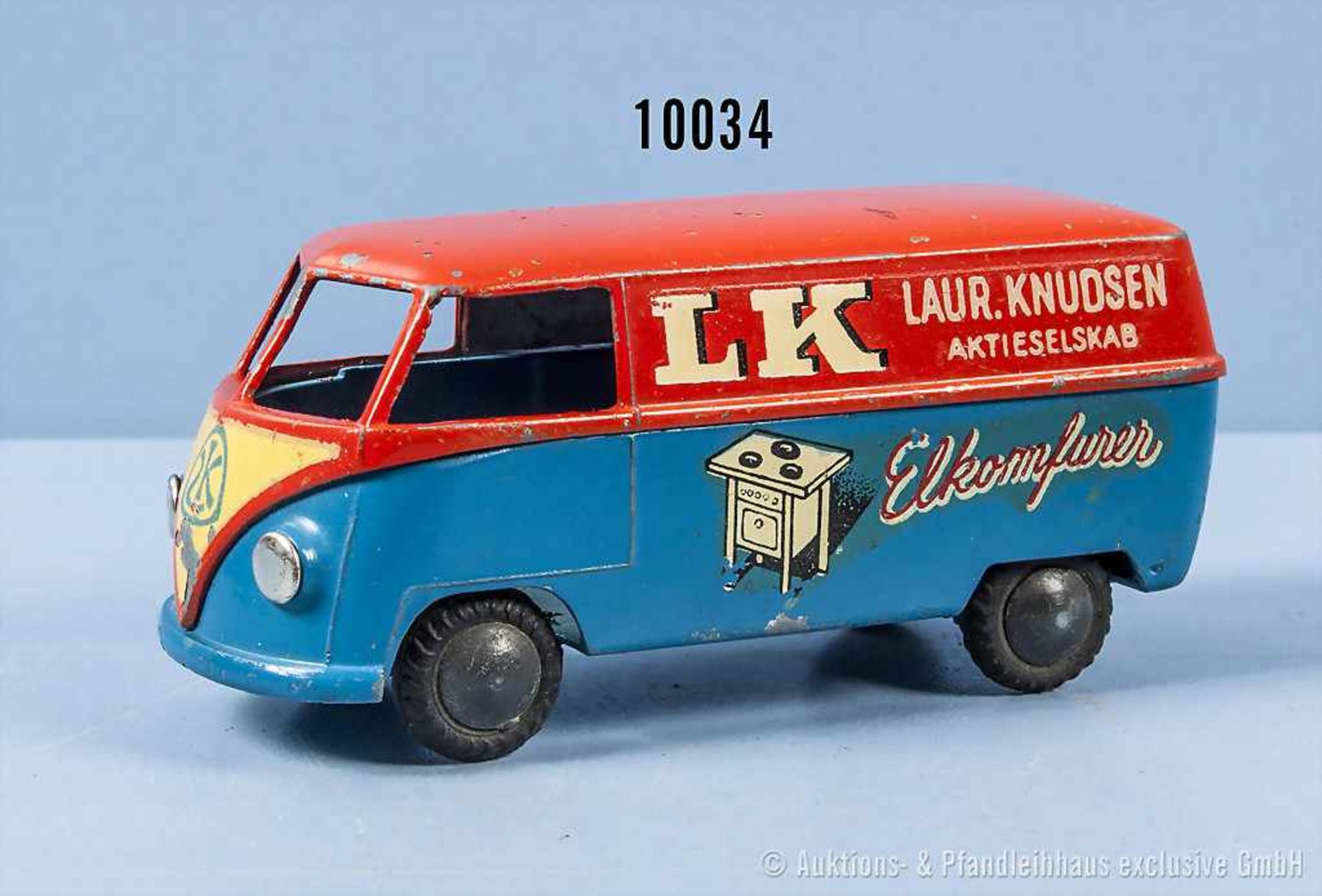 Tekno VW-Bus "Elkomfurer LK Laur. Knudsen", zweifarbig lack. Metallgußausf., M 1:43, gummibereift,