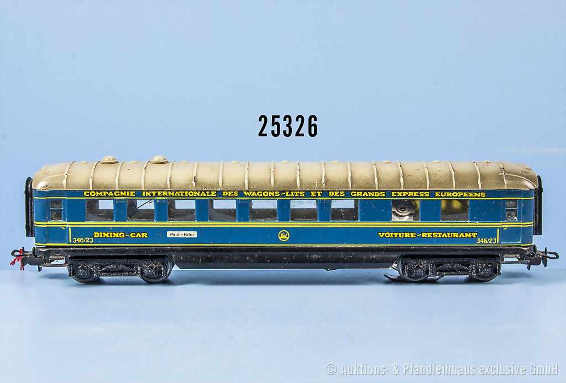 Märklin H0 346/2 J Typ 7 Internationaler Speisewagen mit Innenbeleuchtung, Zustand 2-3, mit