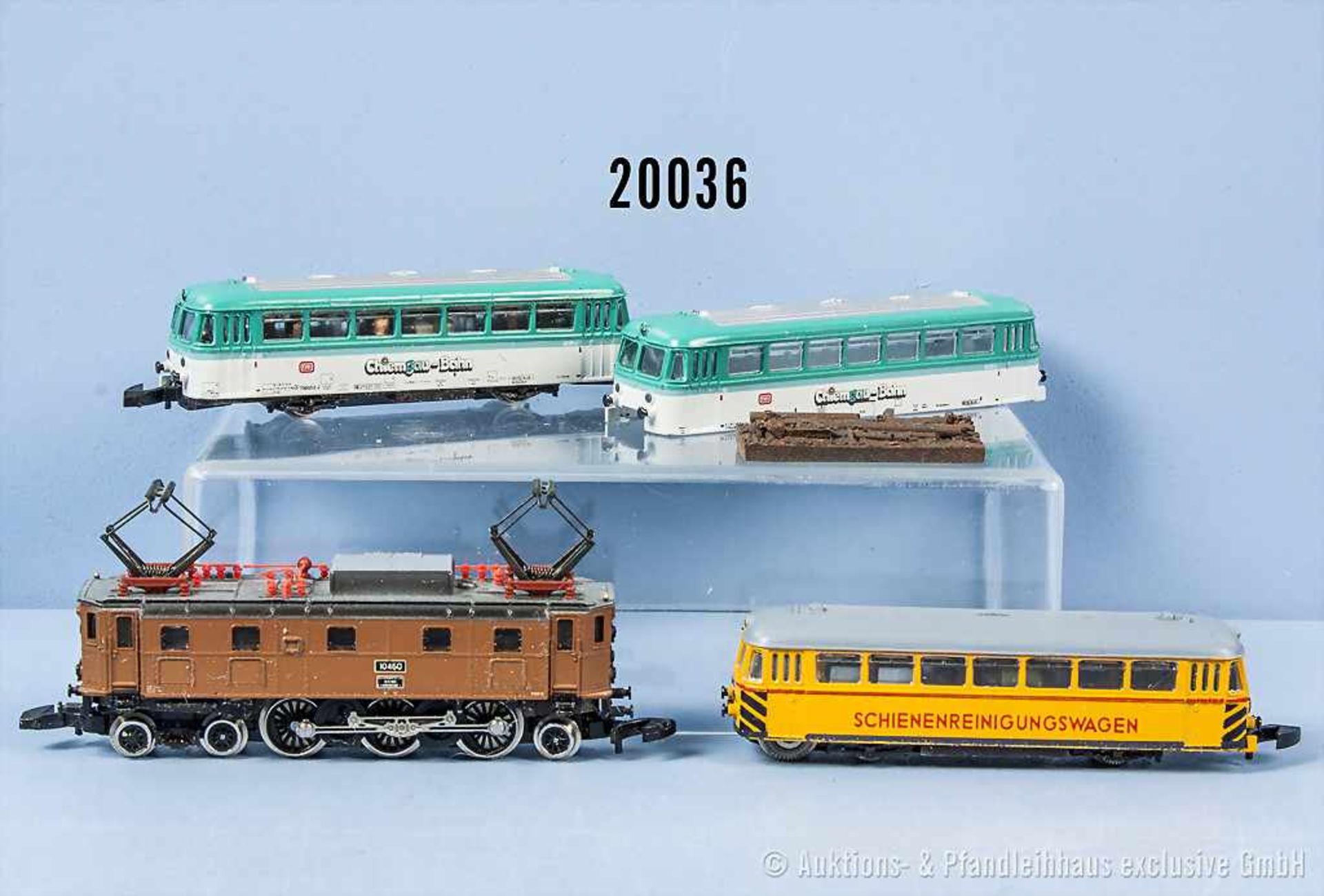 Konv. Märklin mini-club Spur Z, dabei E-Lok der SBB, BN 10 460, 1 Schienenbus als