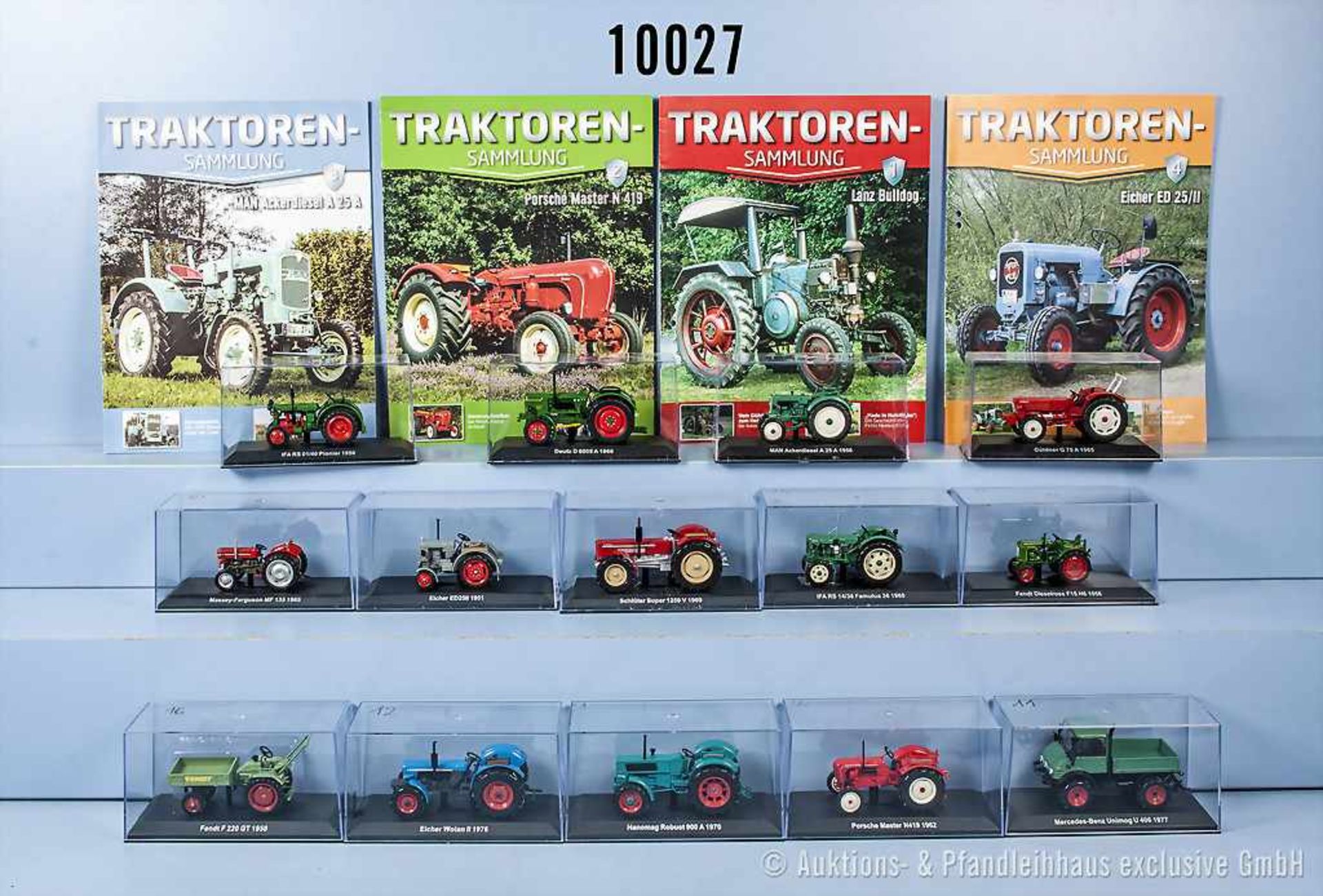 Konv. 14 Modelltraktoren, dabei Hanomag Robust 900 A, Porsche Master N 419, Fendt Dieselross F15