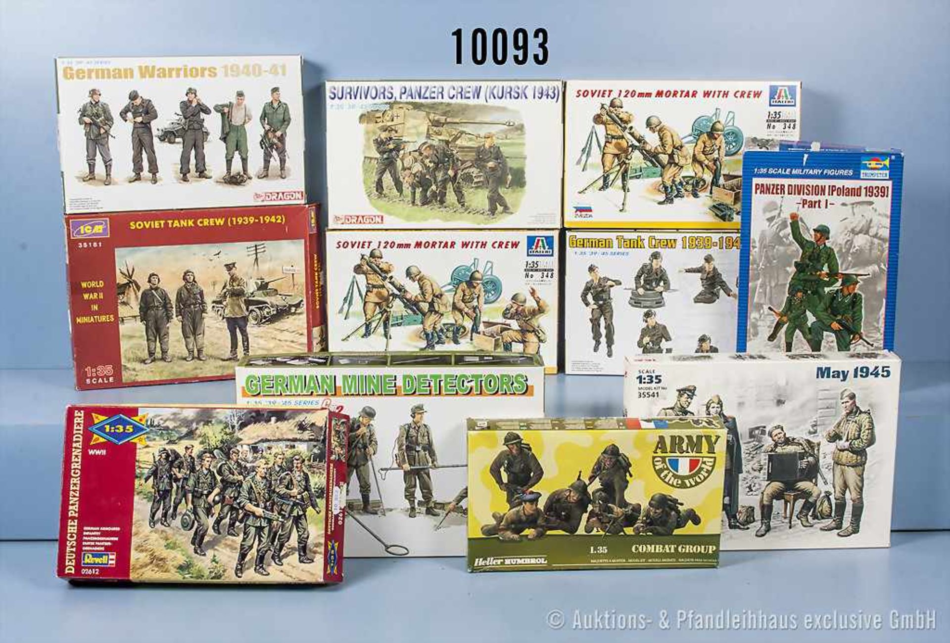 Konv. 11 Modellbausätze für militärische Figuren, M 1:35, Kunststoffausf., versch. Hersteller,