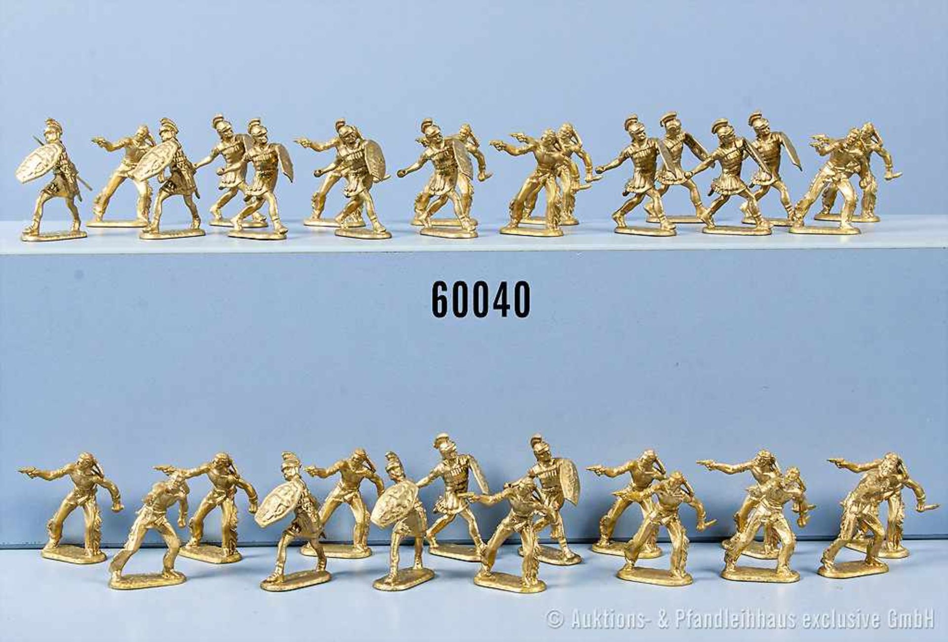 Konv. 100 Elastolin/Pfeiffer Golden Minis, teilweise versch. Darstellungen, Hartplastik, handbemalt,