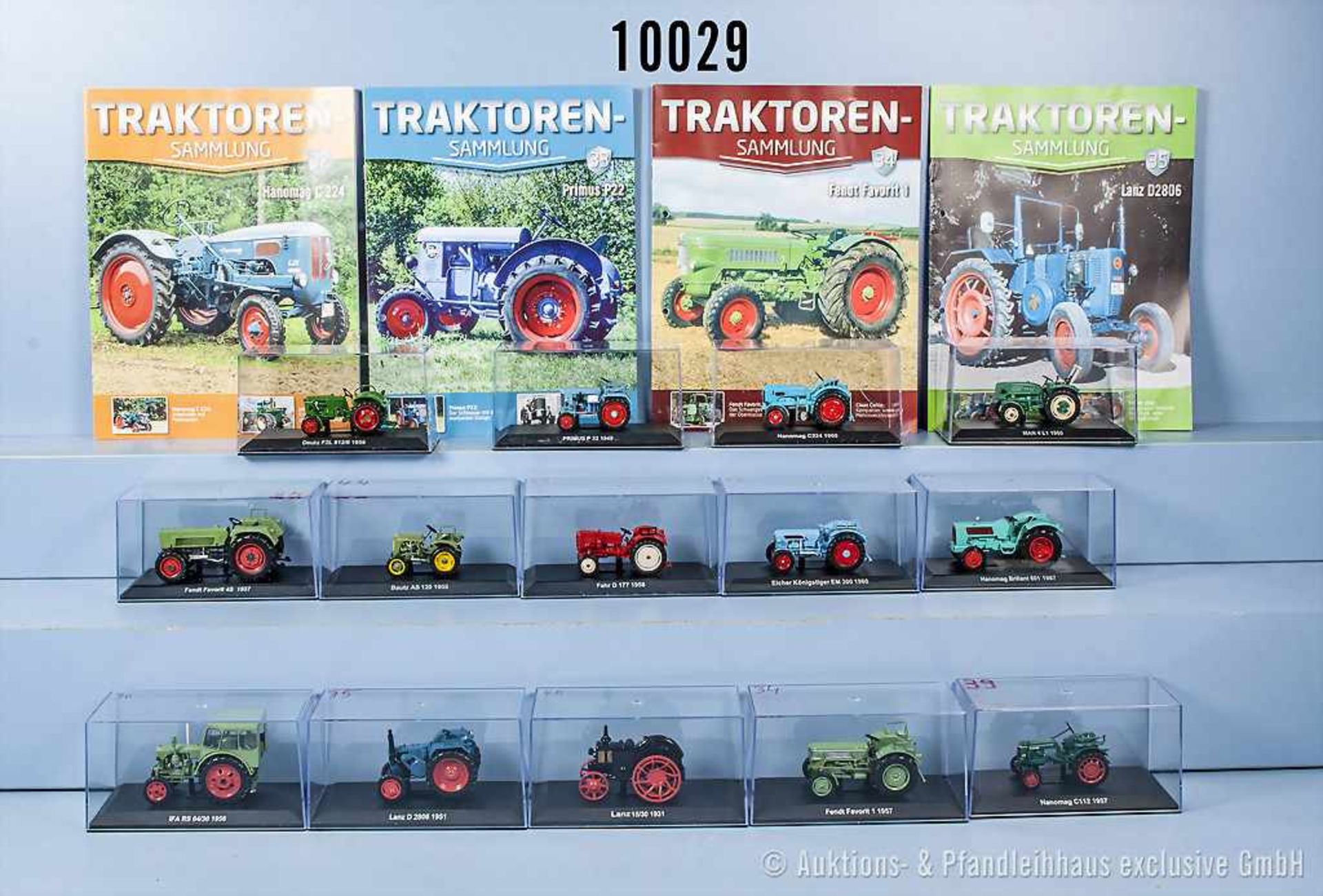 Konv. 14 Modelltraktoren, dabei Fendt Favorit, Fahr D 177, Eicher Königstiger, Primus P 22,