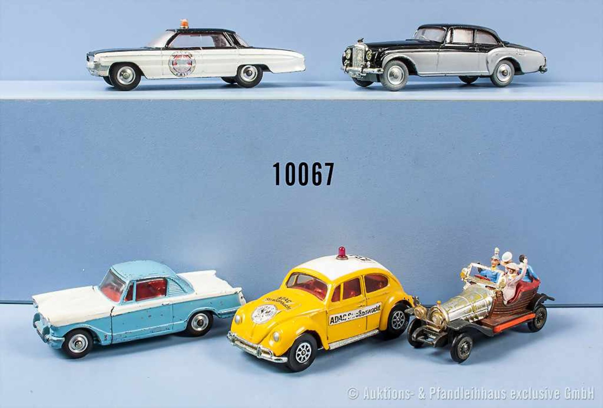 Konv. 5 Modellfahrzeuge, dabei 4 x Corgi Toys, 1 x Husky Models, u. a. Bentley Continental,