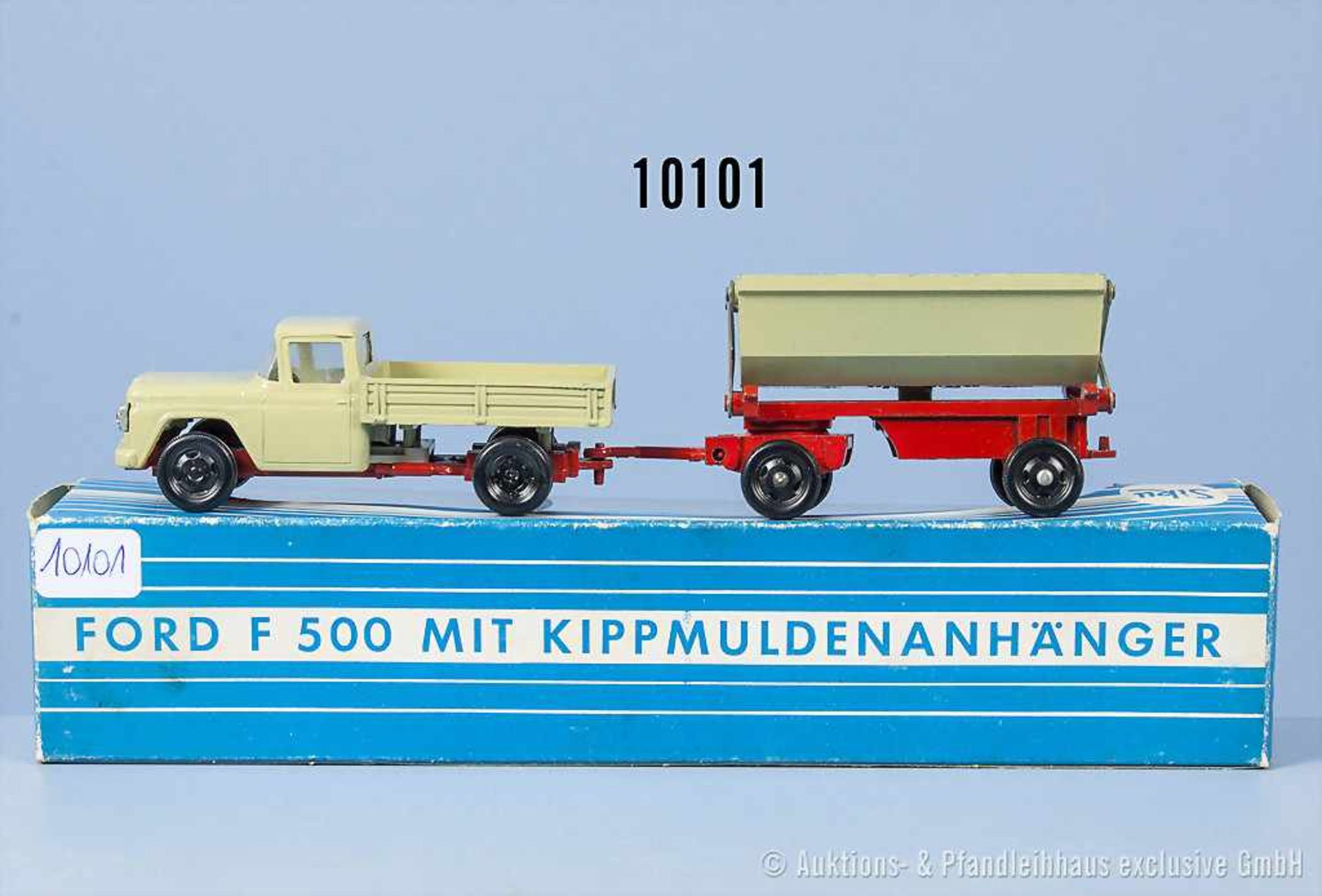 Siku V 315 Ford F 500 mit Kippmuldenanhänger, lack. Metallgußausf., sehr guter Zustand in OVP, *