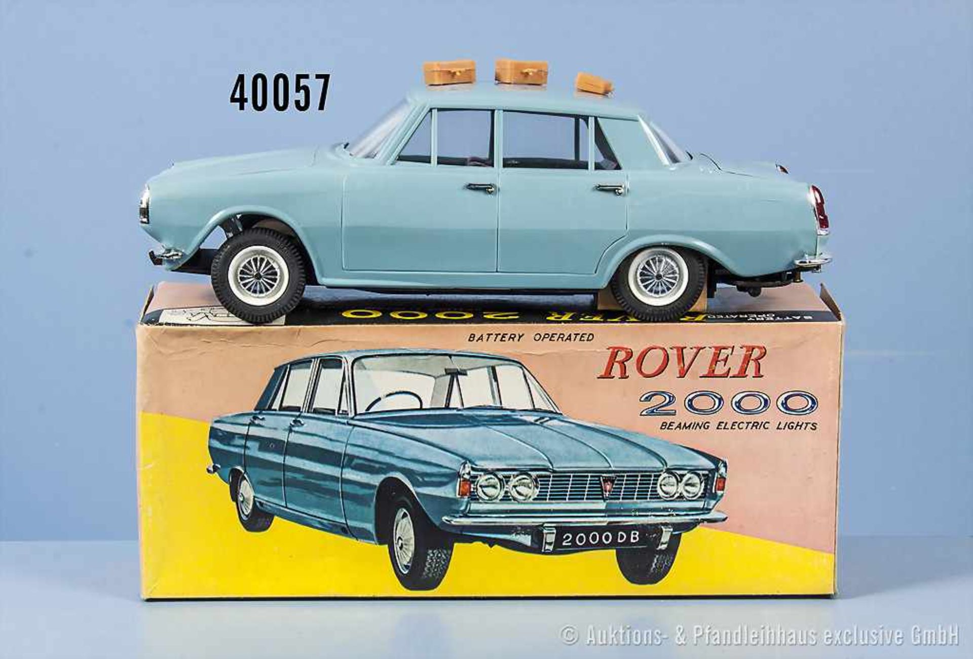 OK 3315 Pkw Rover 2000, blaugraue Kunststoff., Batterieantrieb mit Start/Stophebel, 3-teiliger