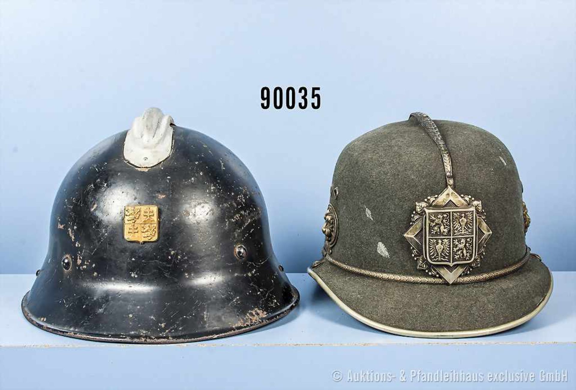 Konv. Tschechoslowakei, Feuerwehrstahlhelm, komplett mit Innenfutter und beschädigtem Kinnriemen