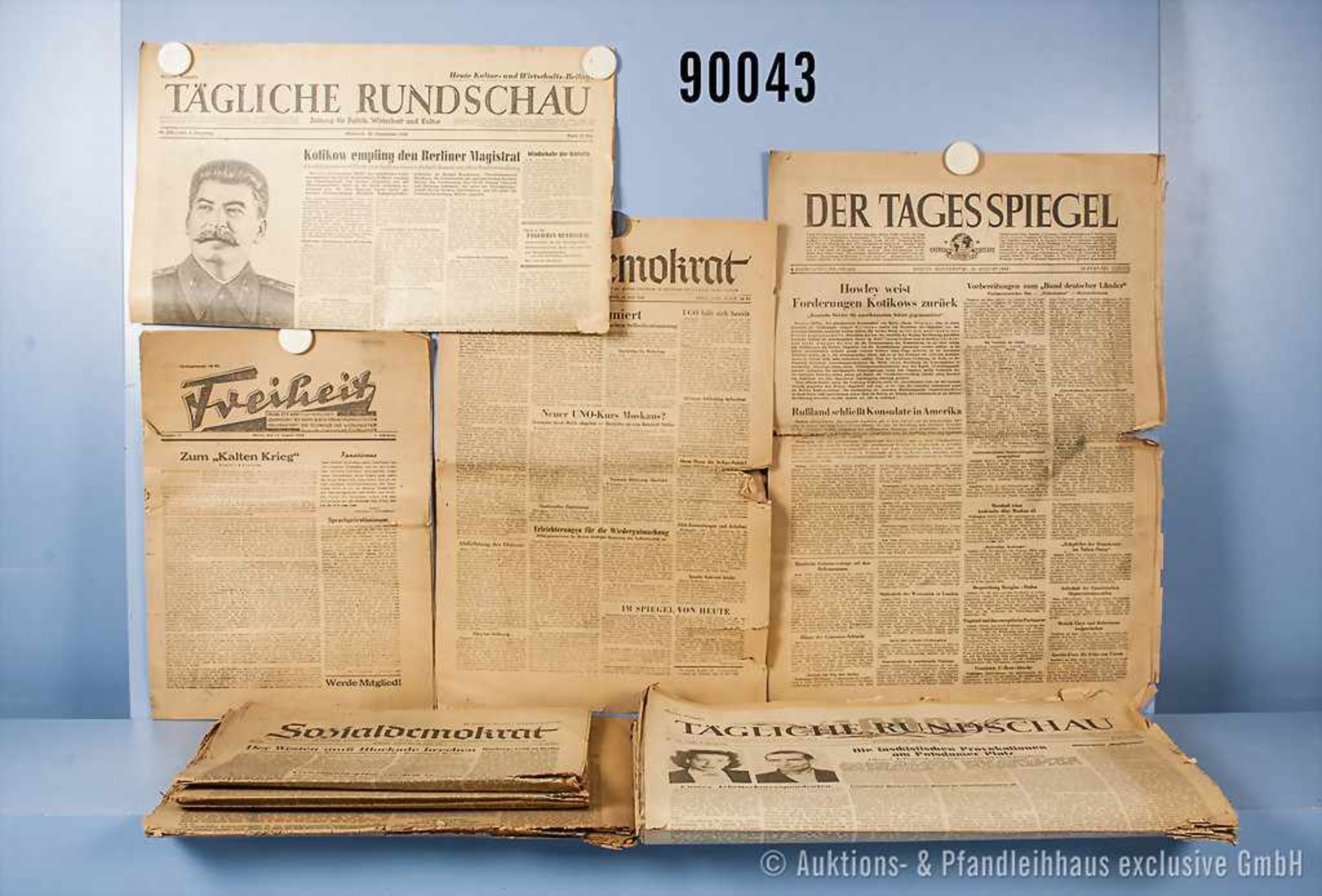Konv. versch. Ausgaben von Tages- und Wochenzeitungen, überwiegend 1948, u. a. Freiheit,