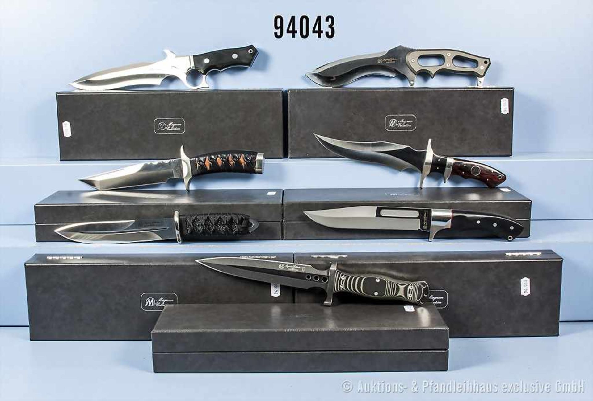Konv. 7 Böker Messer der Magnum Collection von 1998, 1999, 2000, 2003, 2004, 2005 und 2006, in OVP