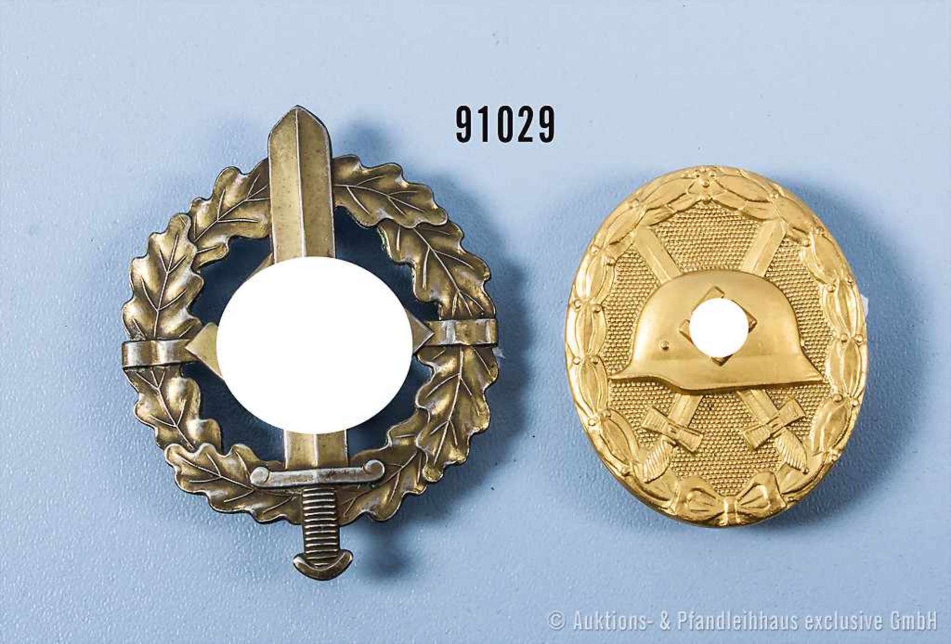 Konv. VWA in Gold, Buntmetallausf. und SA-Sportabzeichen in Bronze, guter Zustand
