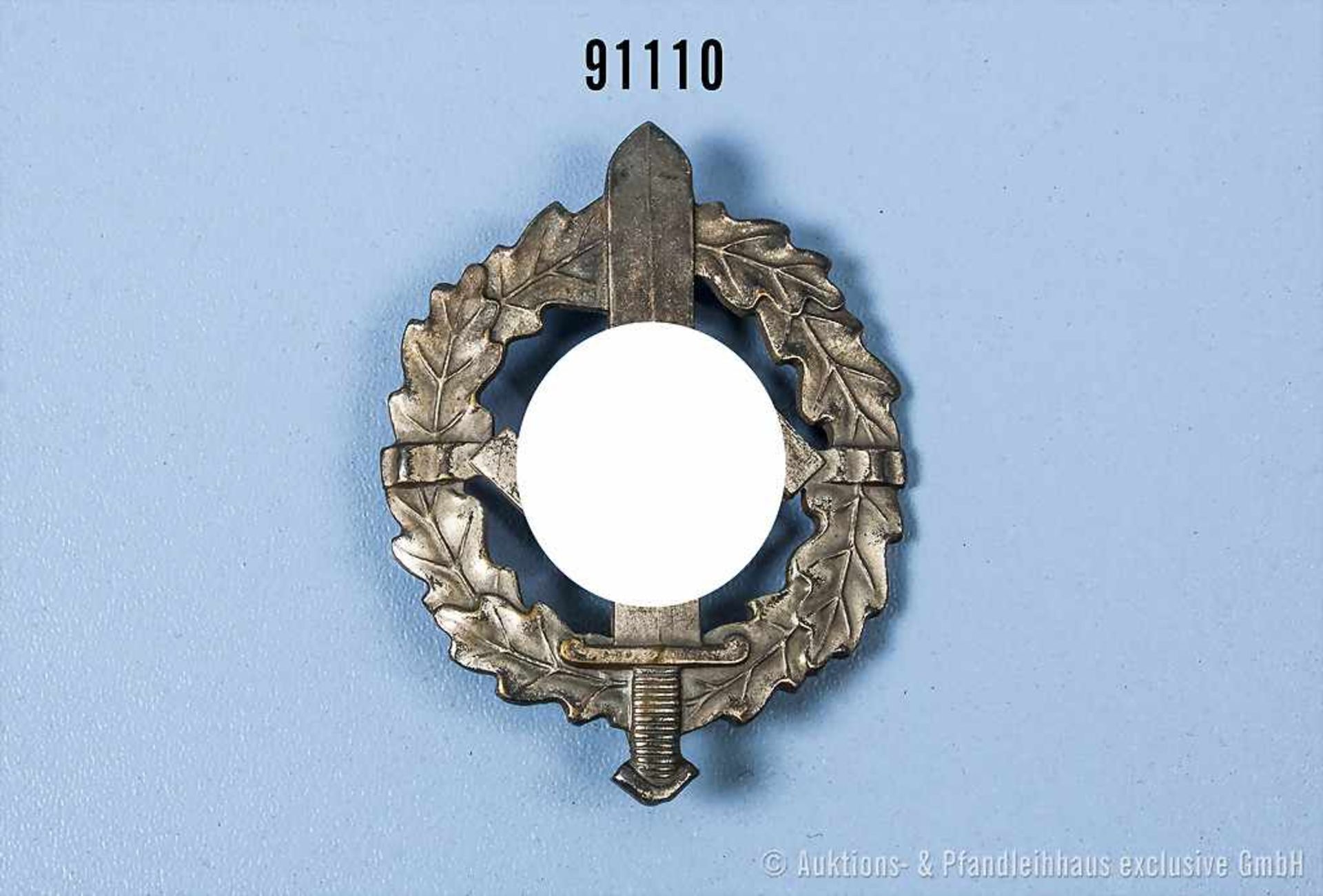SA-Sportabzeichen in Silber, Buntmetallausf., rückseitig Verleihungsnummer "12754" und Hersteller "