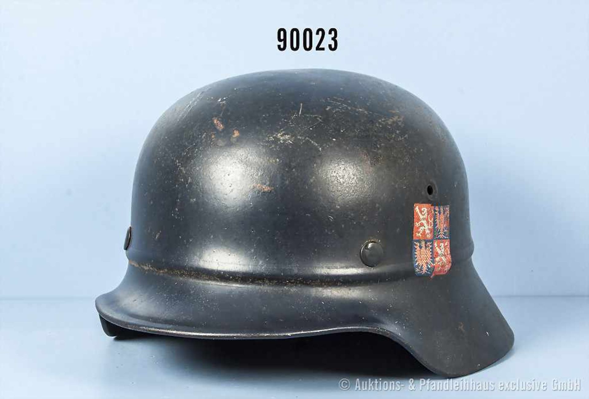 Reichsprotektorat Böhmen und Mähren, Stahlhelm der Luftschutzpolizei, komplett mit Innenfutter und