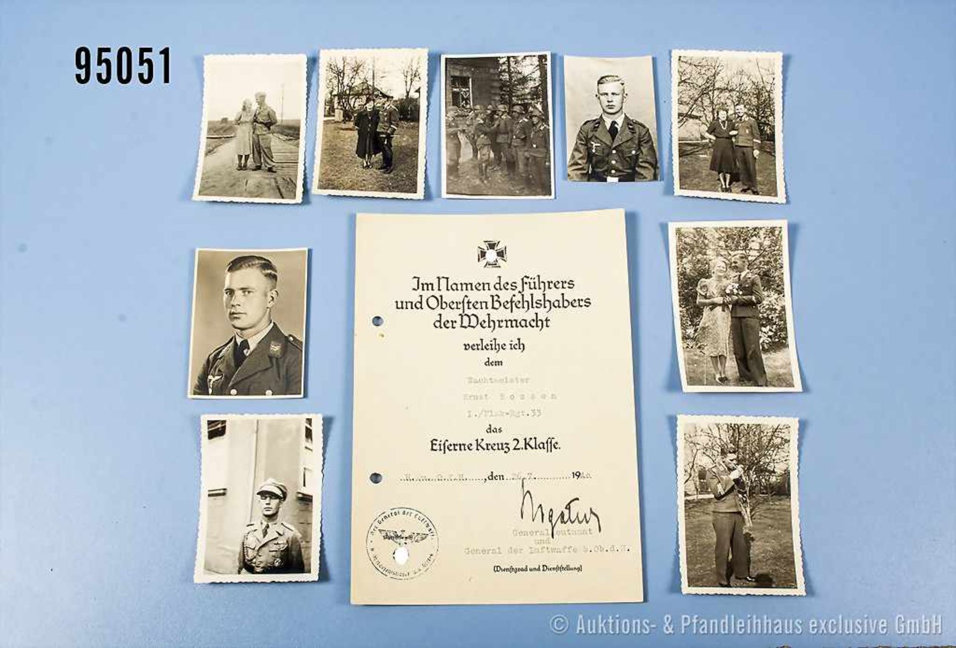 Dokumentennachlass eines Wachtmeisters im Flak-Regiment 33, versch. Dokumente zur Eheschließung - Bild 2 aus 2