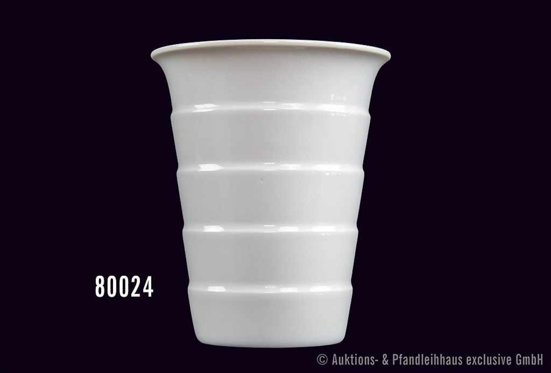 Rosenthal Porzellan Bavaria Vase, Form Madeleine Moderna, weiß, H 17 cm, neuwertiger Zustand