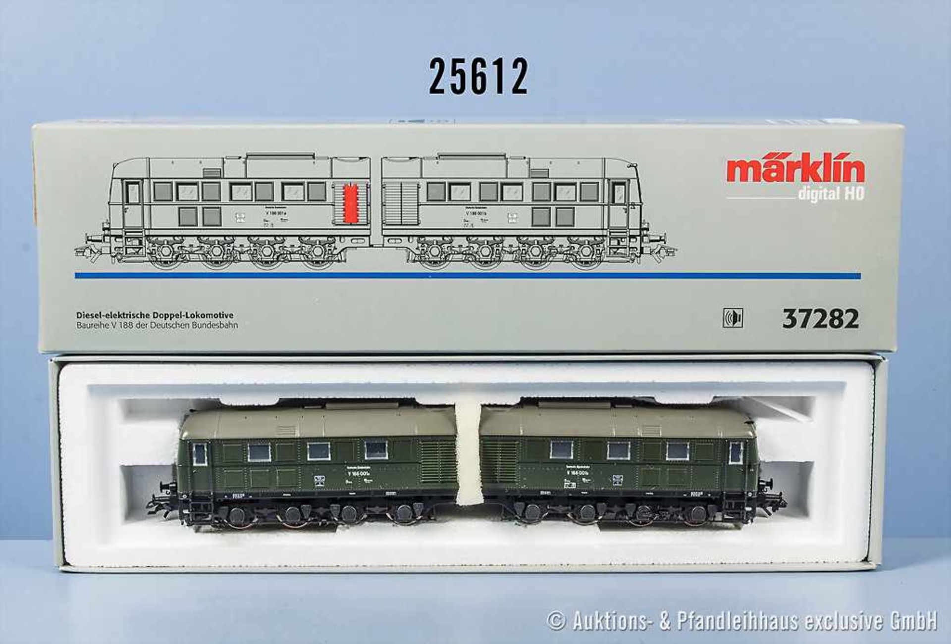 Märklin digital H0 37282 Diesel-Elektrische Doppel-Lok der DB, BN V188 001 a/b, Zustand 1, in OVP,