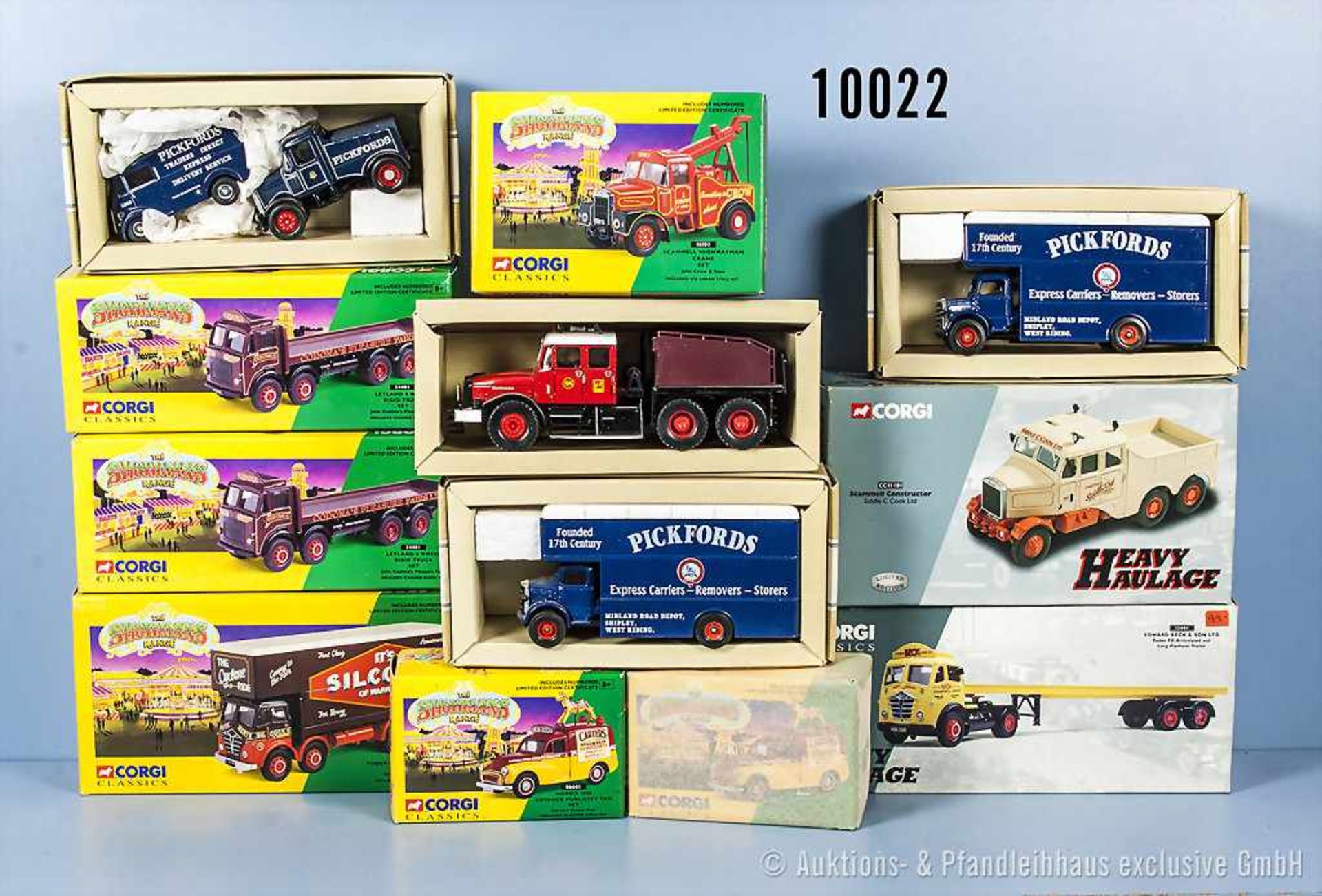 Konv. 13 Corgi Classics Fahrzeuge, dabei Nr. 12601, 24401, 16101, 06601 usw., sehr guter bis