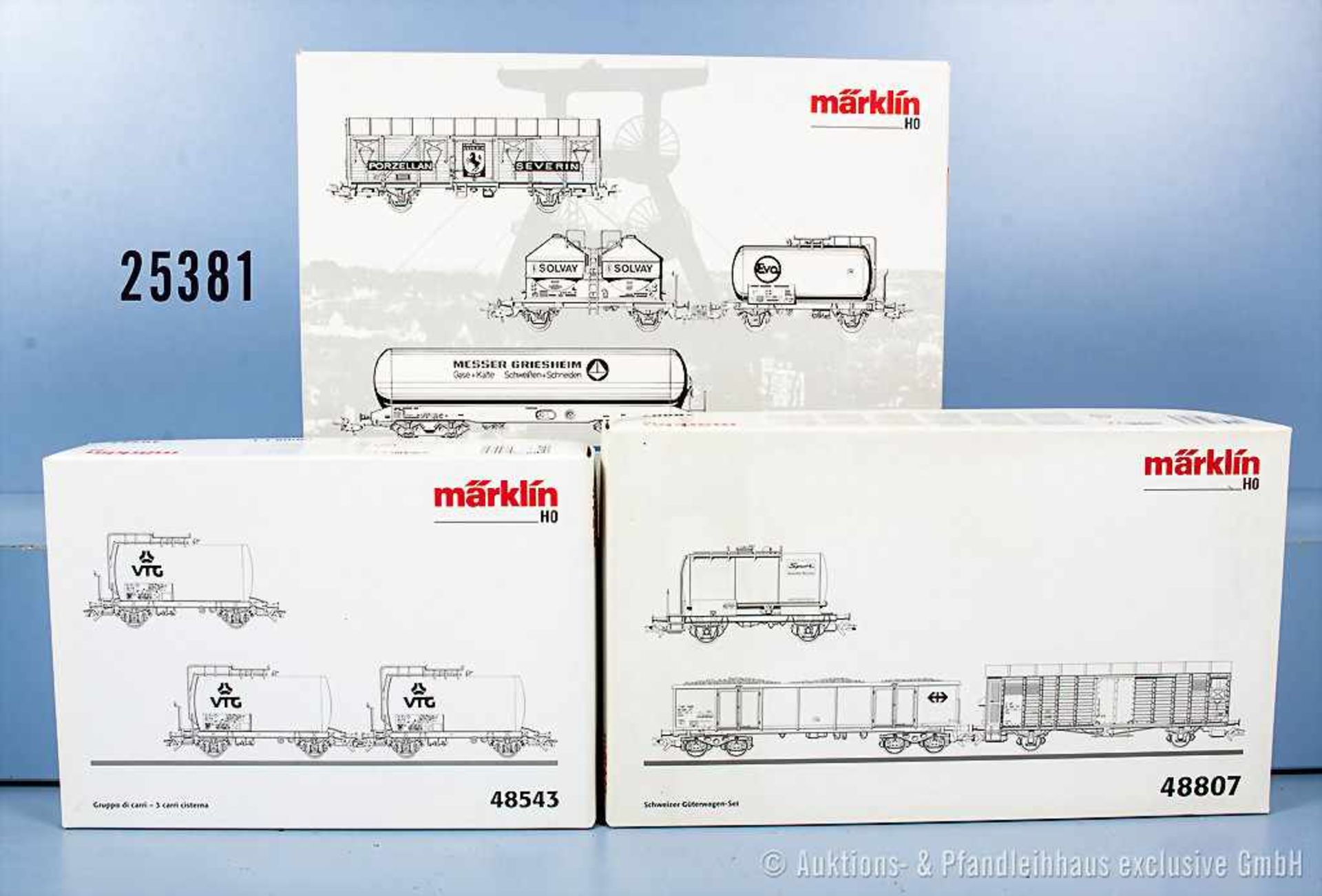 Konv. 3 Märklin H0 Wagensets, dabei 4793 "Regionalwagenset West", 48543 "3 Kesselwagen" und 48807 "