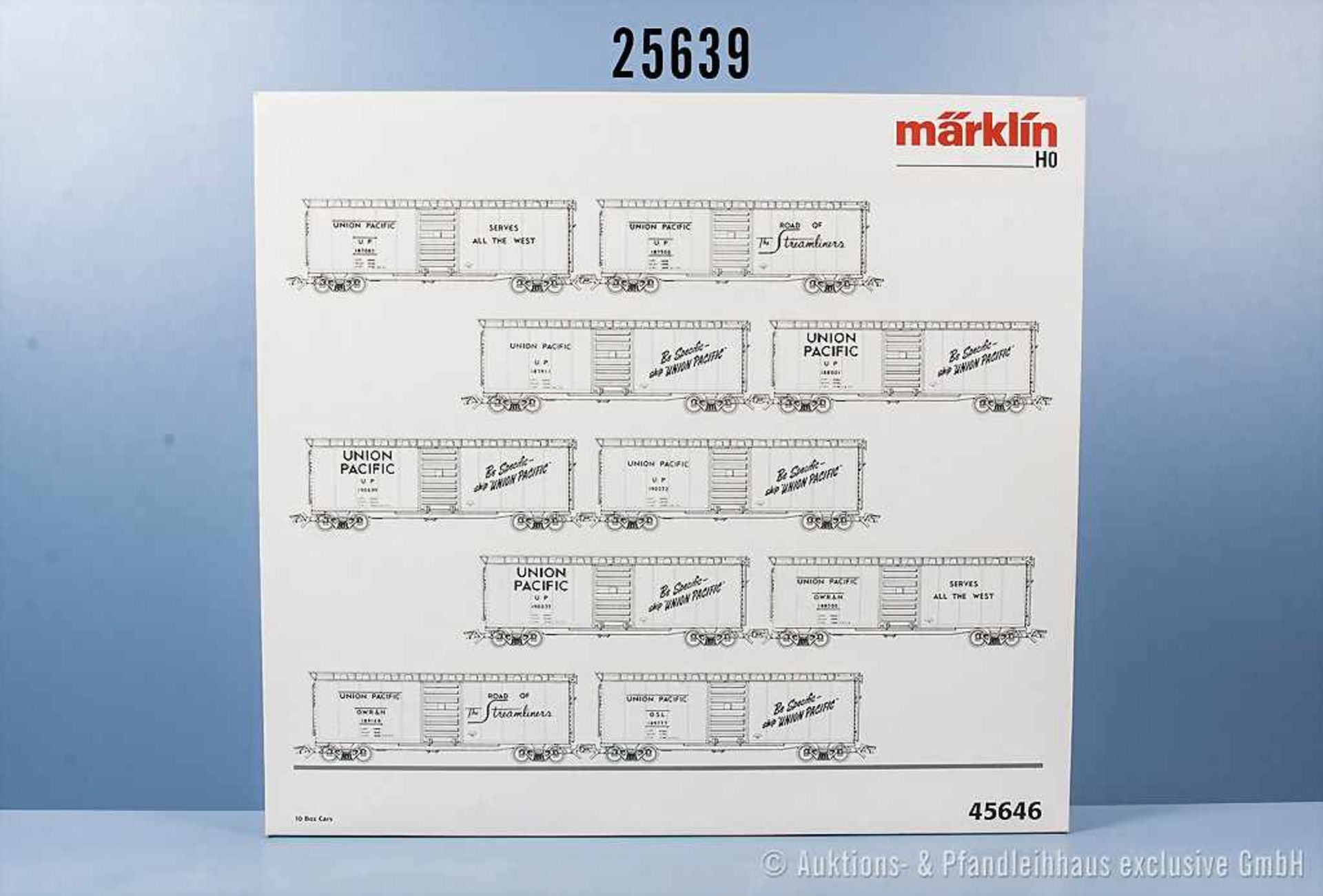 Märklin H0 45646 Wagenset "10 Boxcars", Zustand 0-1, in OVP, OVP mit Lagerspuren