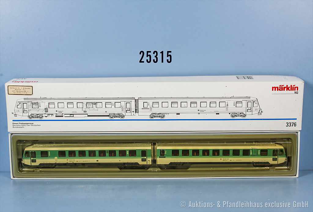 Märklin H0 3376 2-teiliger Diesel-Triebwagen der DB, BN 628 203-2, Zustand 2, in OVP, Haftreifen