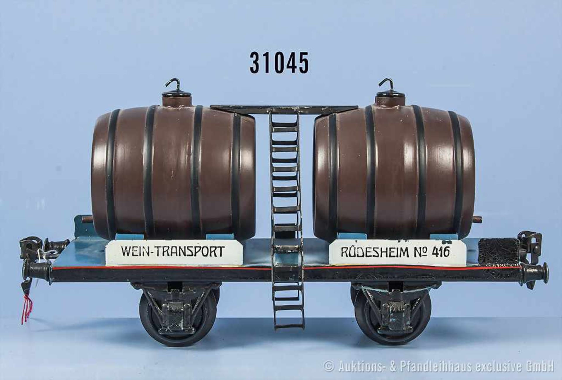 Märklin Spur 1 1940 Weintransportwagen, lack. Blechausf., 2-A, L 24 cm, Zustand 0-1, mit kleinen