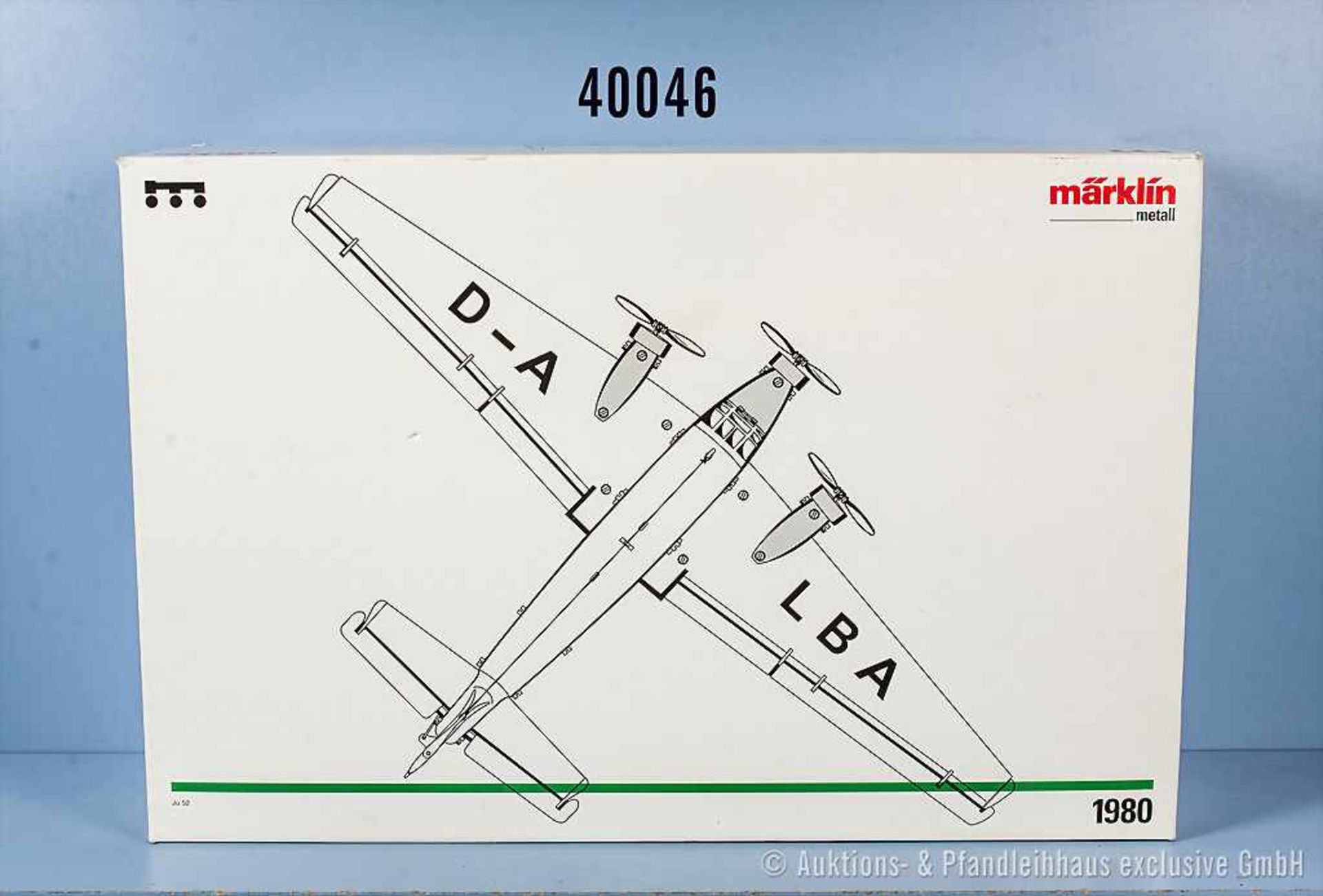 Märklin 1980 Junker's Ju 52, silbergrau lack. Blechausf., Uhrwerkantrieb (Uhrwerk läuft nicht