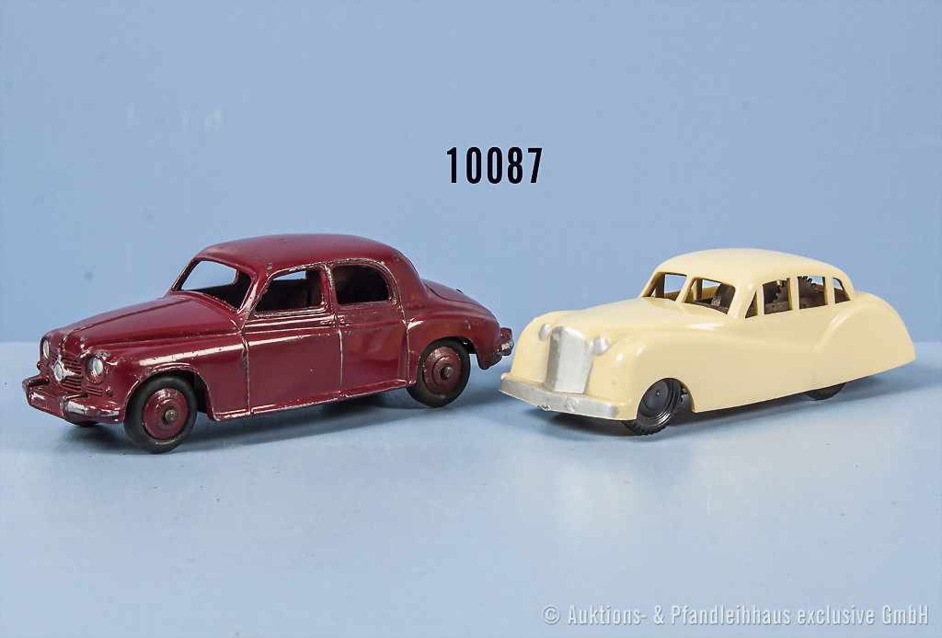 Konv. 2 Modellfahrzeuge, Dinky Toys Rover 75, Metallausf. und Minic Push and Go Jaguar MK 7,