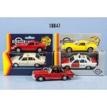 Konv. 5 Gama Modellfahrzeuge, dabei Mercedes, Opel und BMW, M 1:43, sehr guter bis neuwertiger