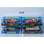 Konv. 4 Scalextric Rennwagen, dabei 2 x Ferrari 375 F 1, Mercedes Benz 300 SLR und Lotus Cosworth, M