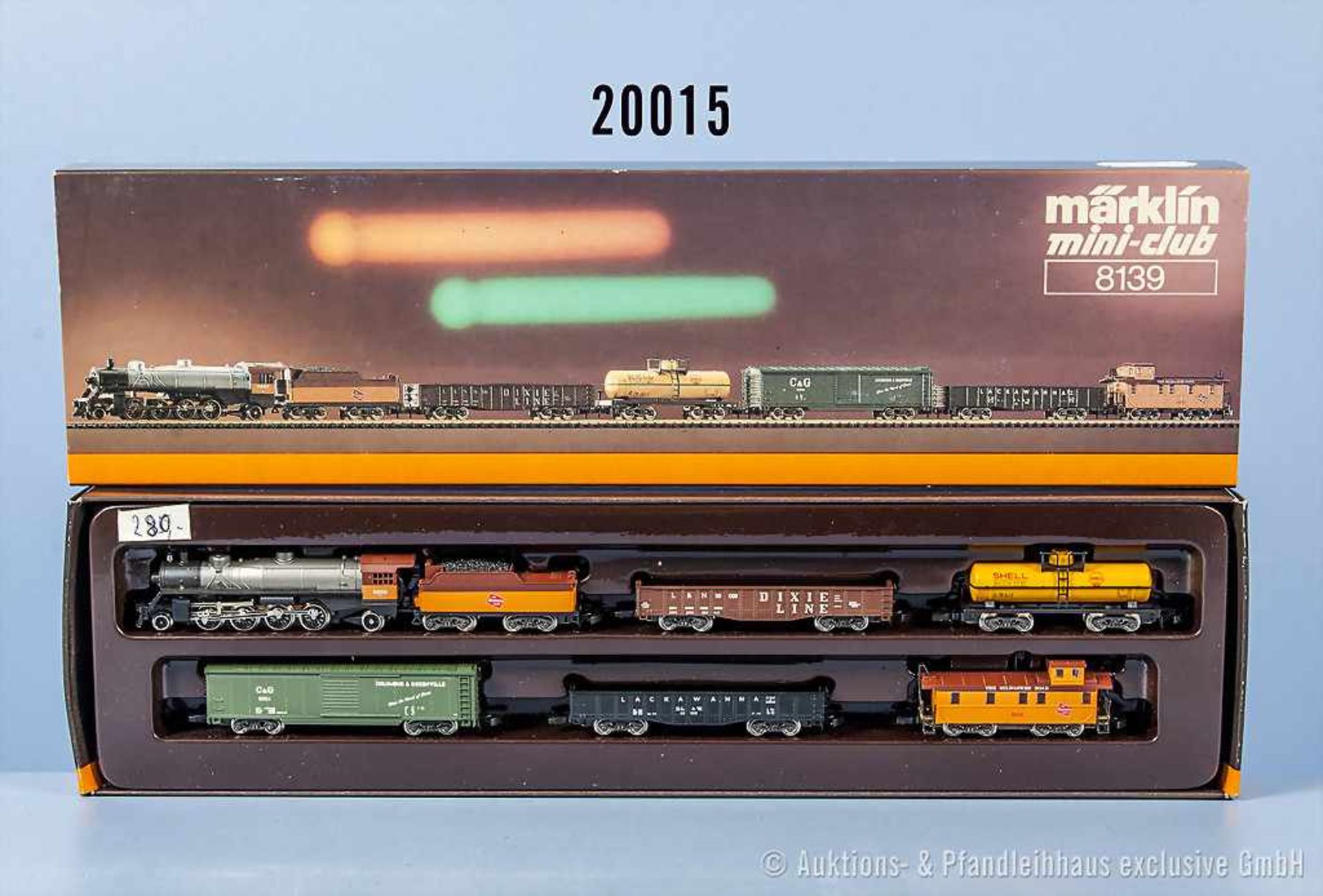 Märklin mini-club Spur Z 8139 US-Güterzug, dabei Schlepptenderlok, BN 8689, Aufschrift "The