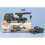 Konv. 2 Dinky Toys Fahrzeuge, 826 Militär-Abschleppwagen sowie 814 AML Panhard, lack.