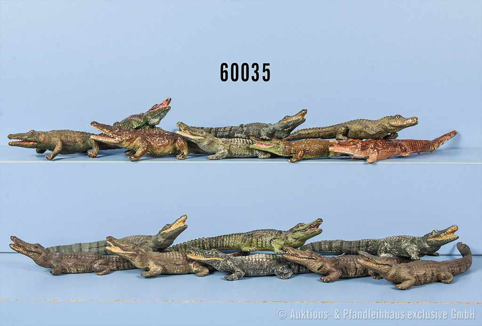 Konv. 23 Krokodile, teilweise versch. Darstellungen, h. M., L bis 20 cm, teilweise versch.