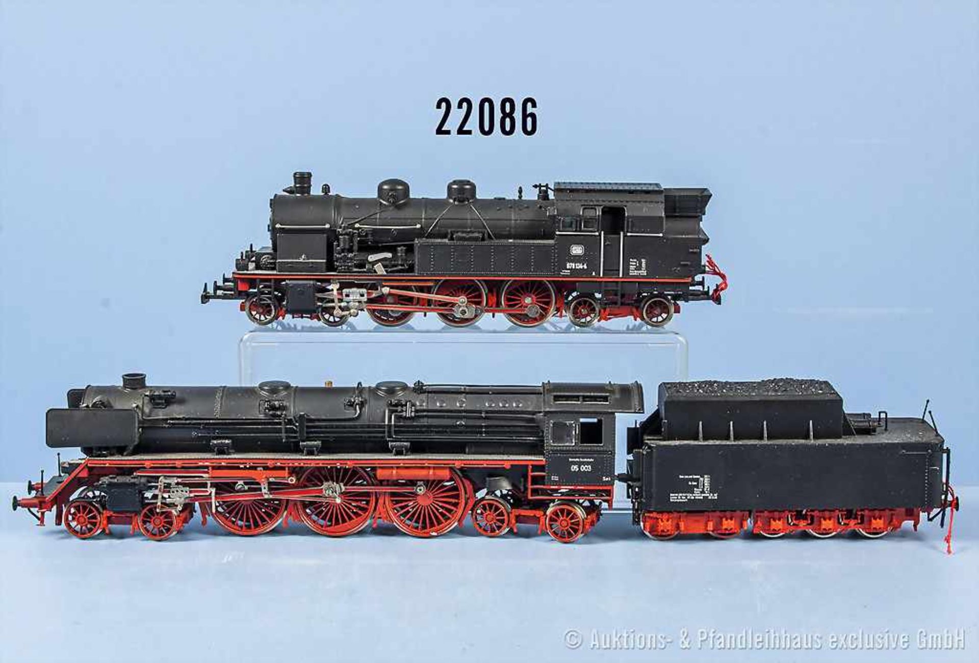Konv. 2 Liliput H0 Lokomotiven, dabei Schlepptenderlok der DB, BN 05 003, Achsfolge 2'C'2, Tender