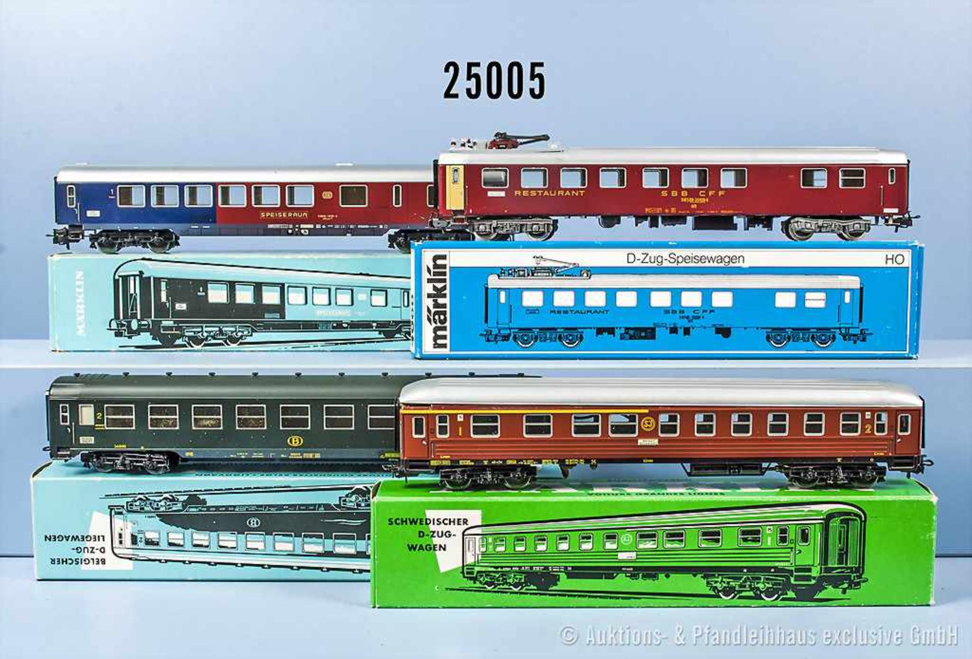 Konv. 4 Märklin H0 D-Zug-Wagen, dabei 4030, 4068, 4069 und 4078, Zustand 0-1, in OVP, teilweise