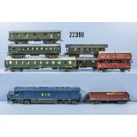 Konv. H0, dabei Mehano Diesellok der "Baltimore & Ohio", BN 9859, 3-Leiter-Wechselstrom sowie 3 D-