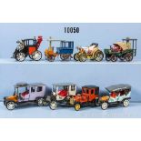 Konv. 8 Oldtimer, 7 x Rami und 1 x Gama, lack. Metallausf., M ca. 1:43, sehr guter Zustand, *