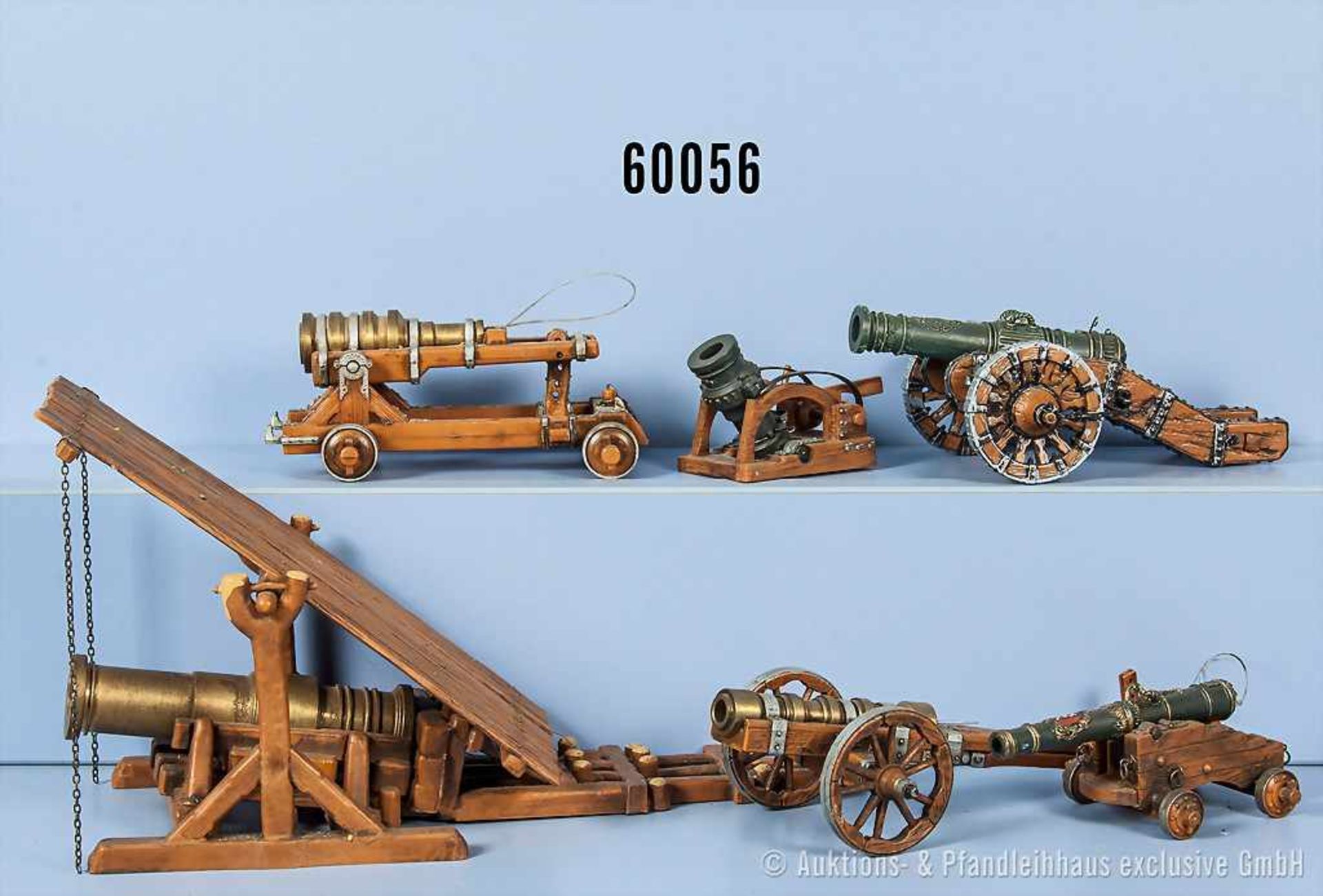 Konv. 6 Elastolin historische Waffen, dabei 9800, 9802, 9804 (2. Version), 9808 (Splint fehlt), 9810