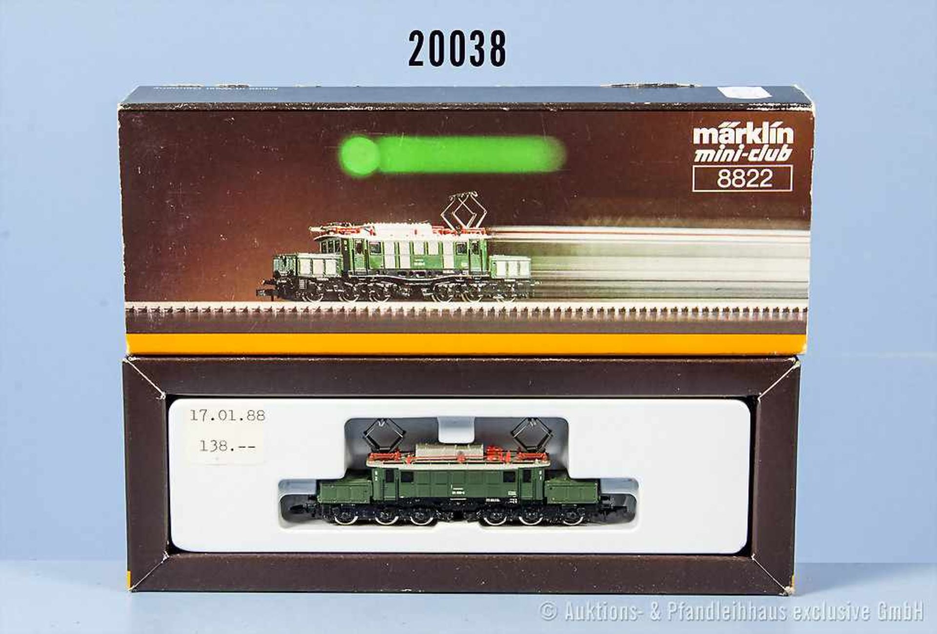 Märklin mini-club Spur Z 8822 E-Lok der DB, BN 194 080-8, Zustand 0-1, in OVP, OVP mit Lagerspuren