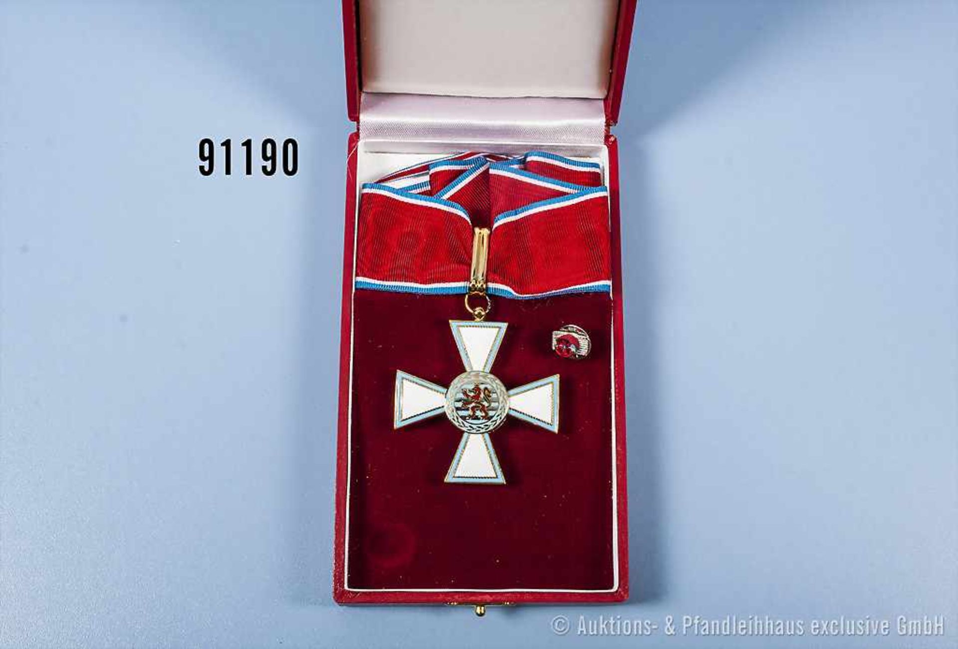 Luxemburg Verdienstorden, Kommandeurkreuz im dazugehörigen Etui mit Knopflochrosette, guter bis sehr