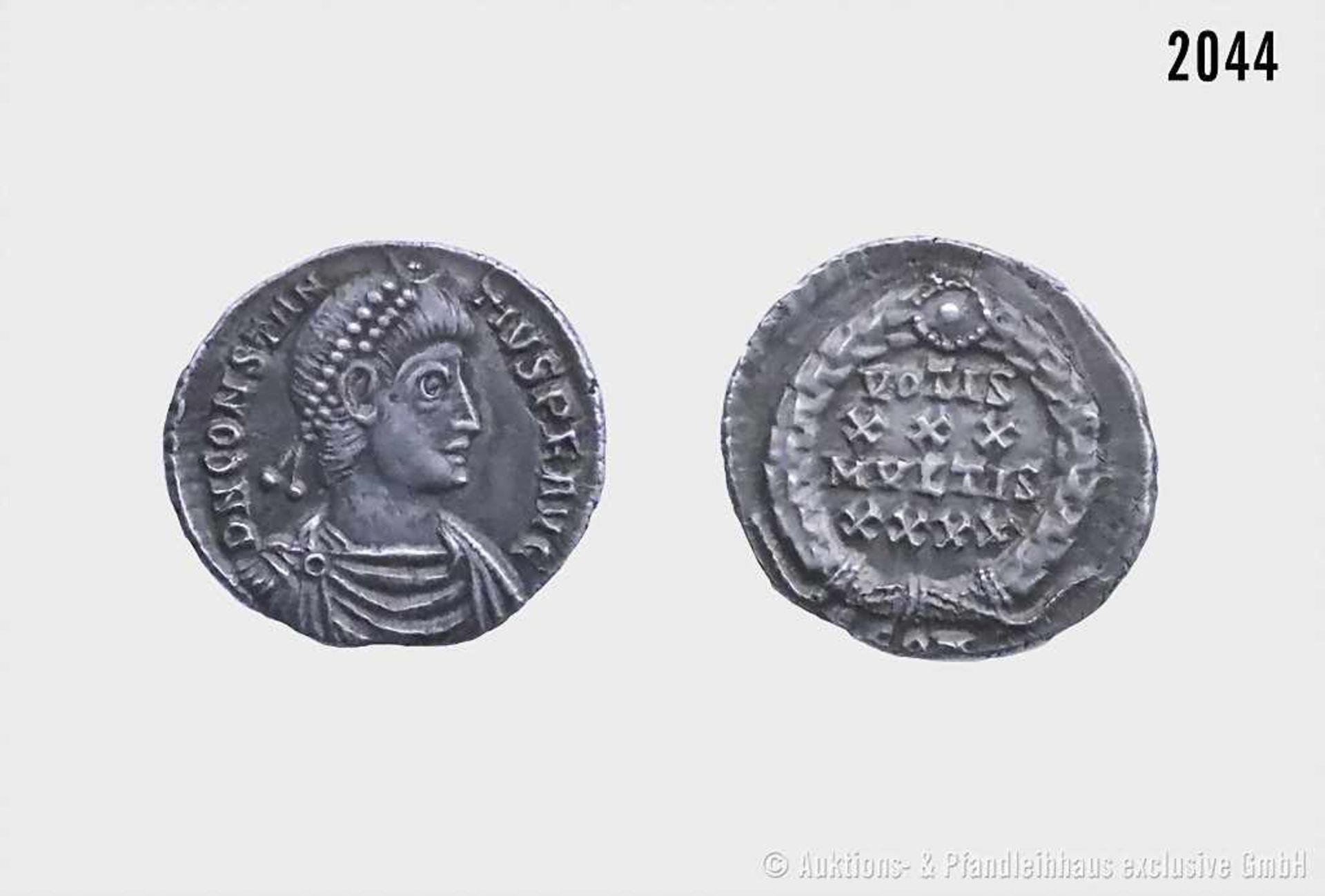 Römische Kaiserzeit, Constantius II. (337-361), Siliqua, 353-355/357, Arles. Vs. D N CONSTAN-TIVS