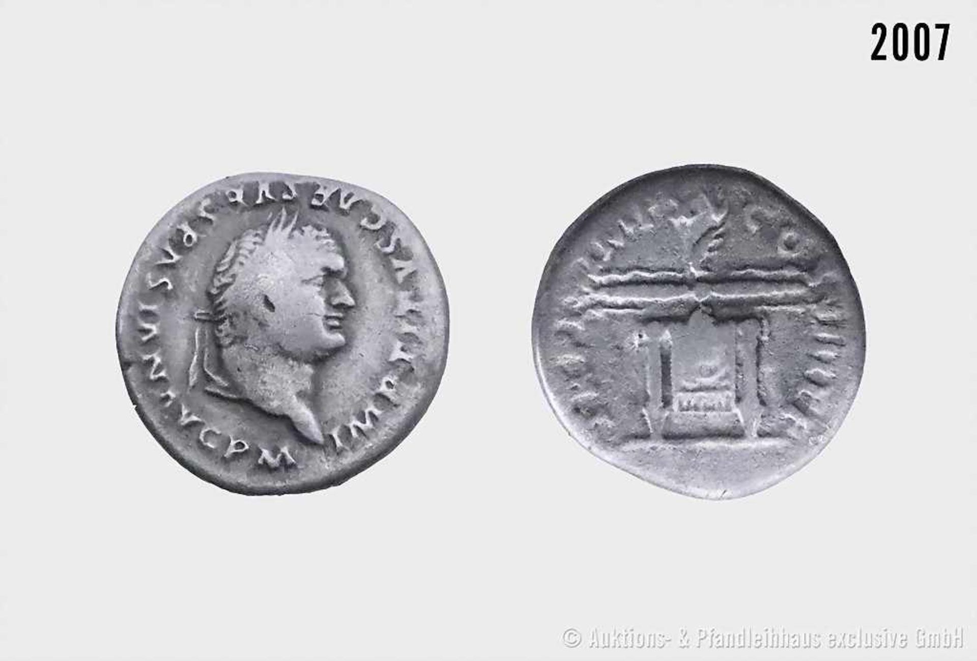 Römische Kaiserzeit, Titus (79-81), Denar, 80, Rom. Vs. IMP TITVS CAES VESPASIAN AVG P M,