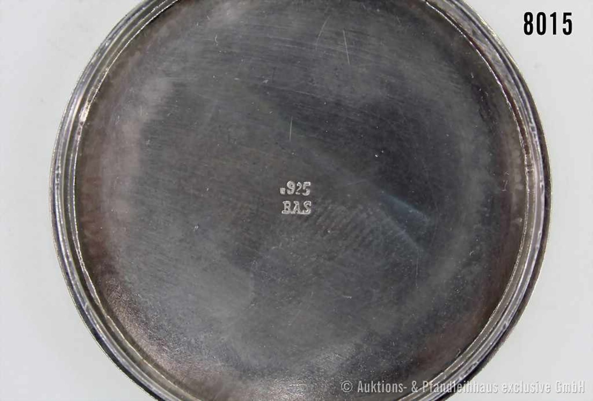 Runde Pillendose, mit Porträt eines Grafen, 925er Silber (mit Punze BAS). 32 g, sehr guter Zustand.- - Bild 2 aus 2
